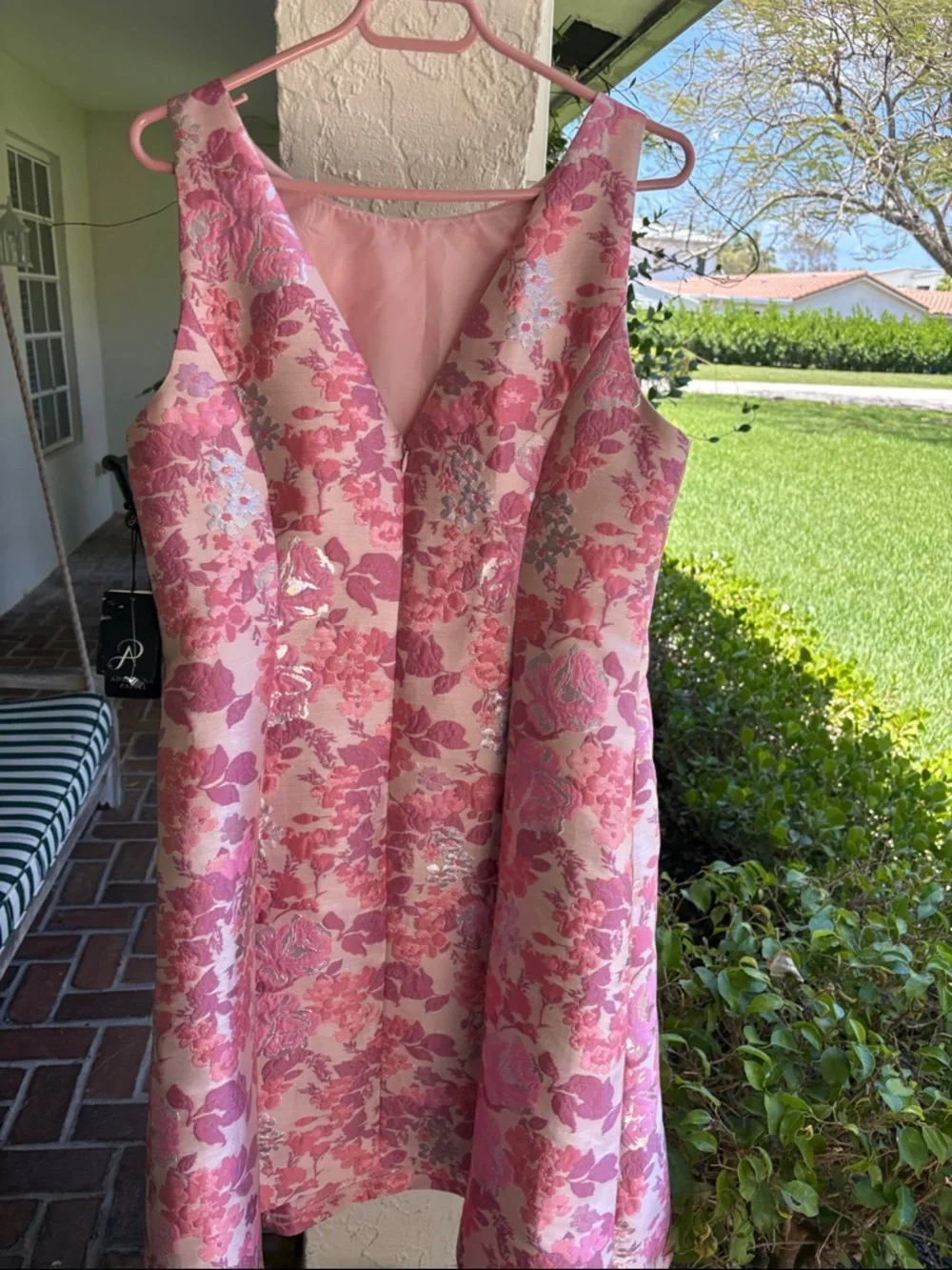 Adrianna PAPELL-Pink Floral  Jacquard Dress - Picture 6 of 8